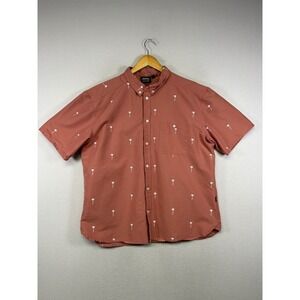 Tropical Beach WeSC Mens XL Terracotta Palm Tree Embroidered Oxford Shirt